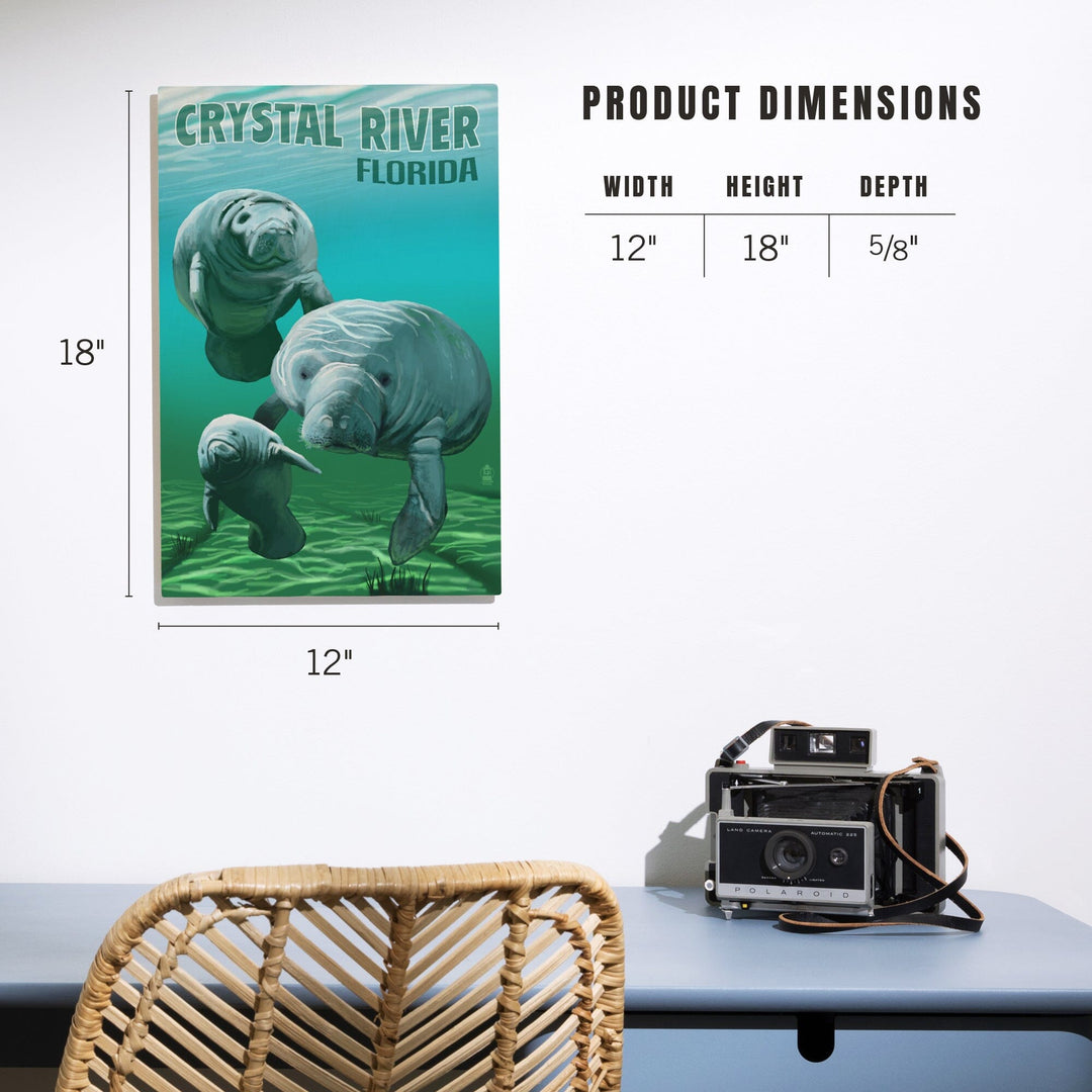 Crystal River, Florida, Manatees, Lantern Press Artwork, Wood Signs and Postcards Wood Lantern Press 