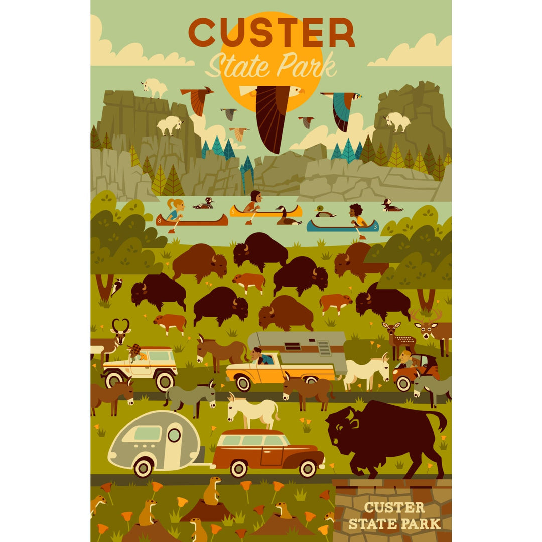 Custer State Park, South Dakota, Geometric, Lantern Press Artwork Kitchen Lantern Press 