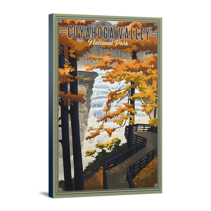Cuyahoga Valley National Park, Ohio, Lithograph National Park Series, Lantern Press Artwork, Stretched Canvas Canvas Lantern Press 12x18 Stretched Canvas 