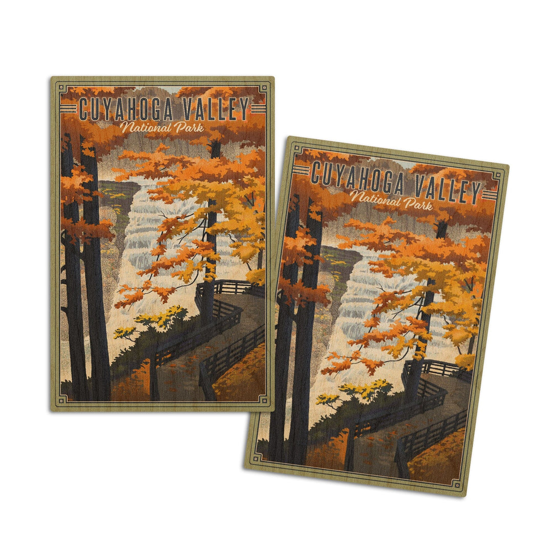 Cuyahoga Valley National Park, Ohio, Lithograph National Park Series, Lantern Press Artwork, Wood Signs and Postcards Wood Lantern Press 4x6 Wood Postcard Set 