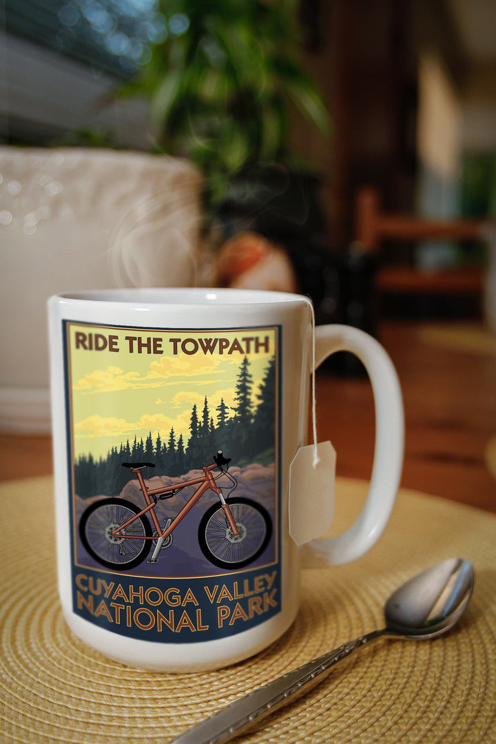 Cuyahoga Valley National Park, Ohio, Mountain Bike, Lantern Press Artwork, Ceramic Mug Lifestyle-Mug Lantern Press 