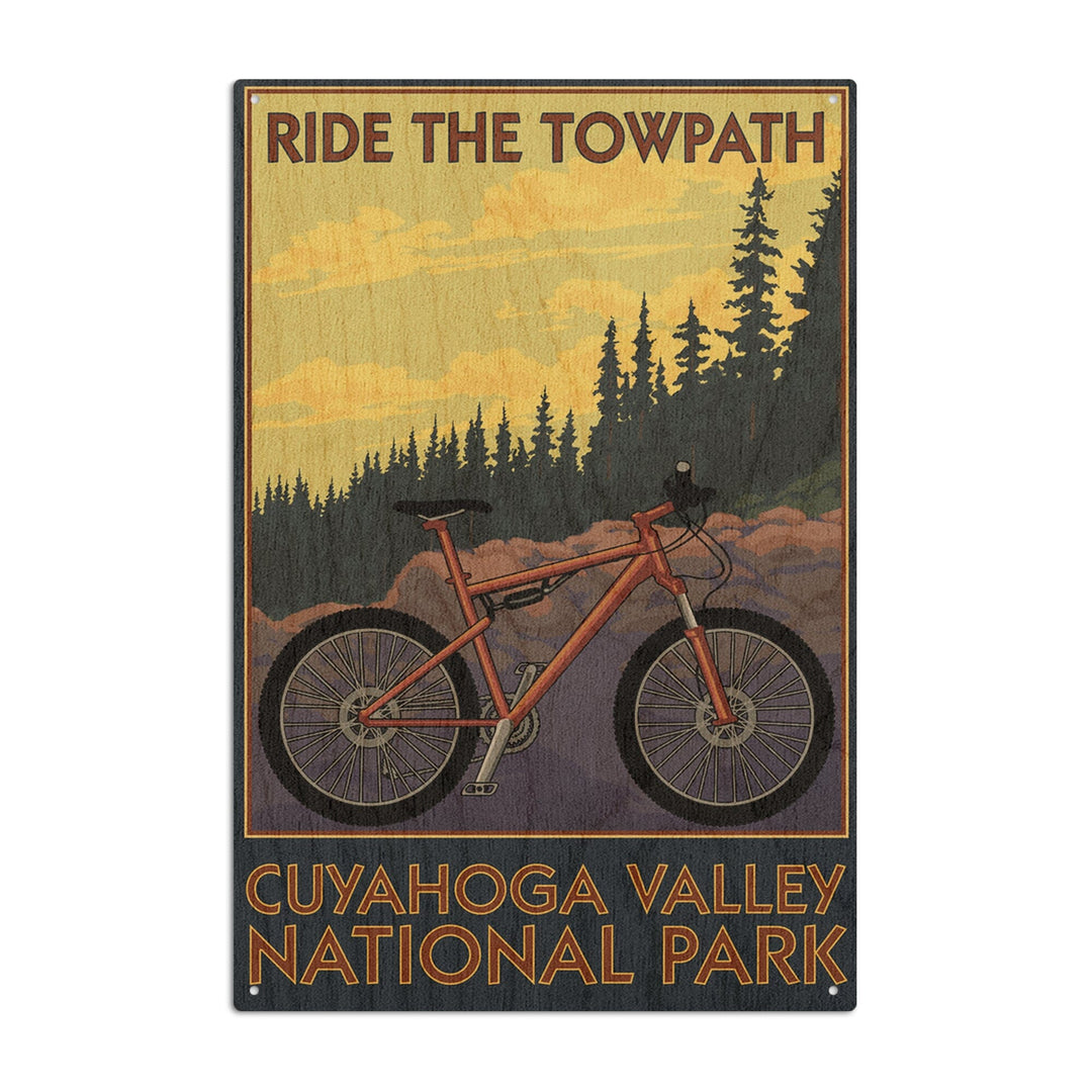 Cuyahoga Valley National Park, Ohio, Mountain Bike, Lantern Press Artwork, Wood Signs and Postcards Wood Lantern Press 10 x 15 Wood Sign 