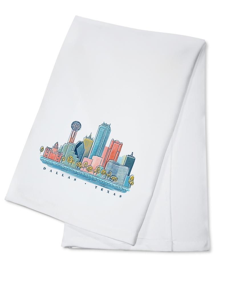 Dallas, Texas, Whimsy City Collection, Skyline, Towels and Aprons Kitchen Lantern Press 