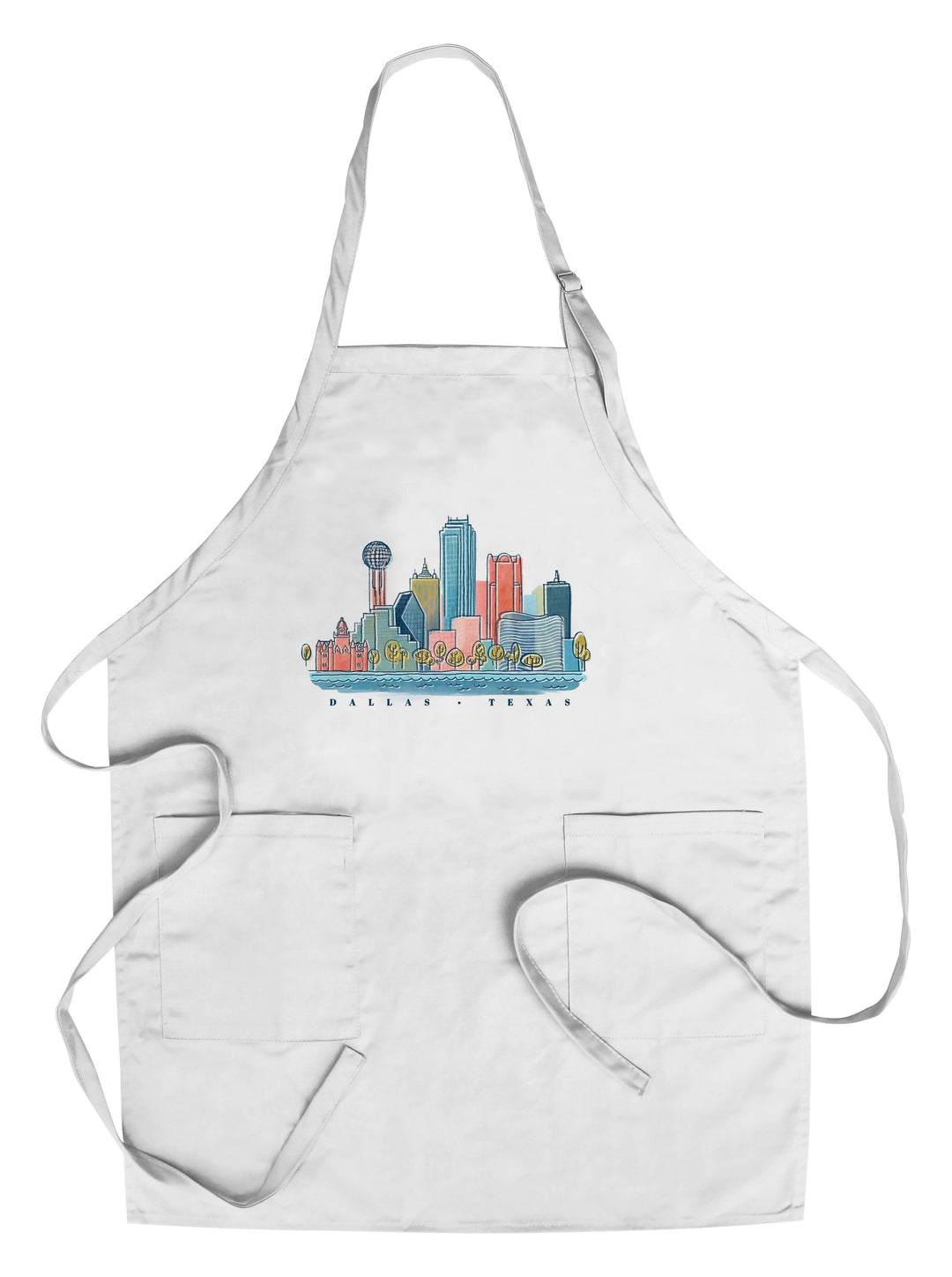Dallas, Texas, Whimsy City Collection, Skyline, Towels and Aprons Kitchen Lantern Press Chef's Apron 