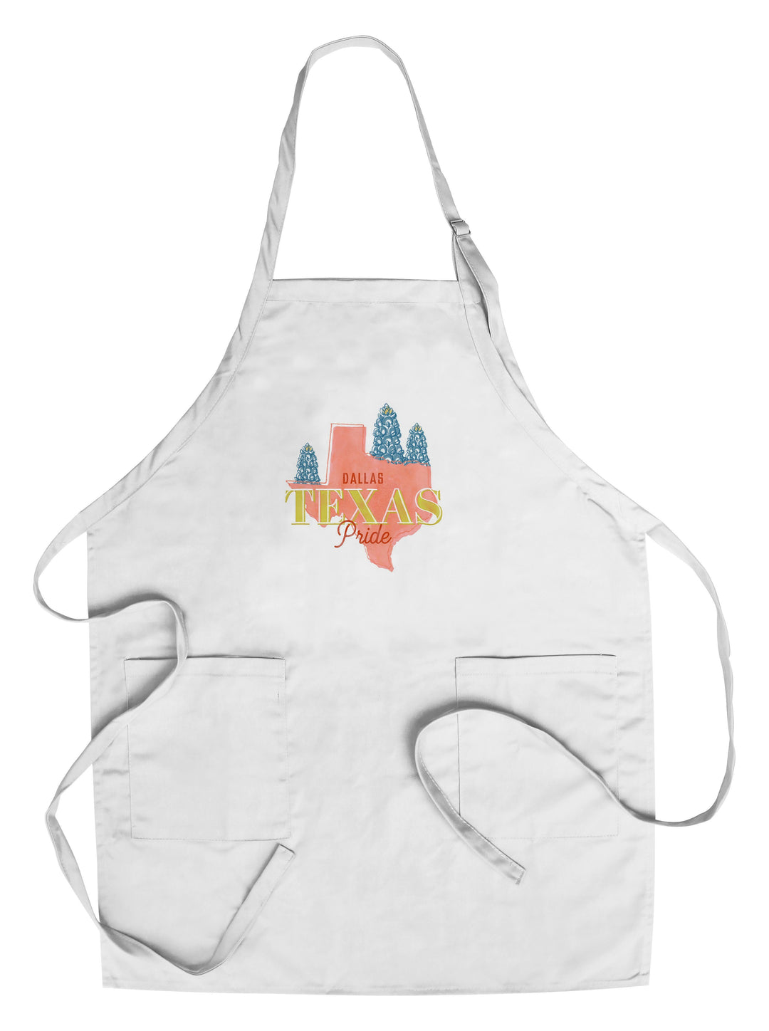 Dallas, Texas, Whimsy City Collection, State Pride and Flowers, Contour, Towels and Aprons Kitchen Lantern Press Chef's Apron 