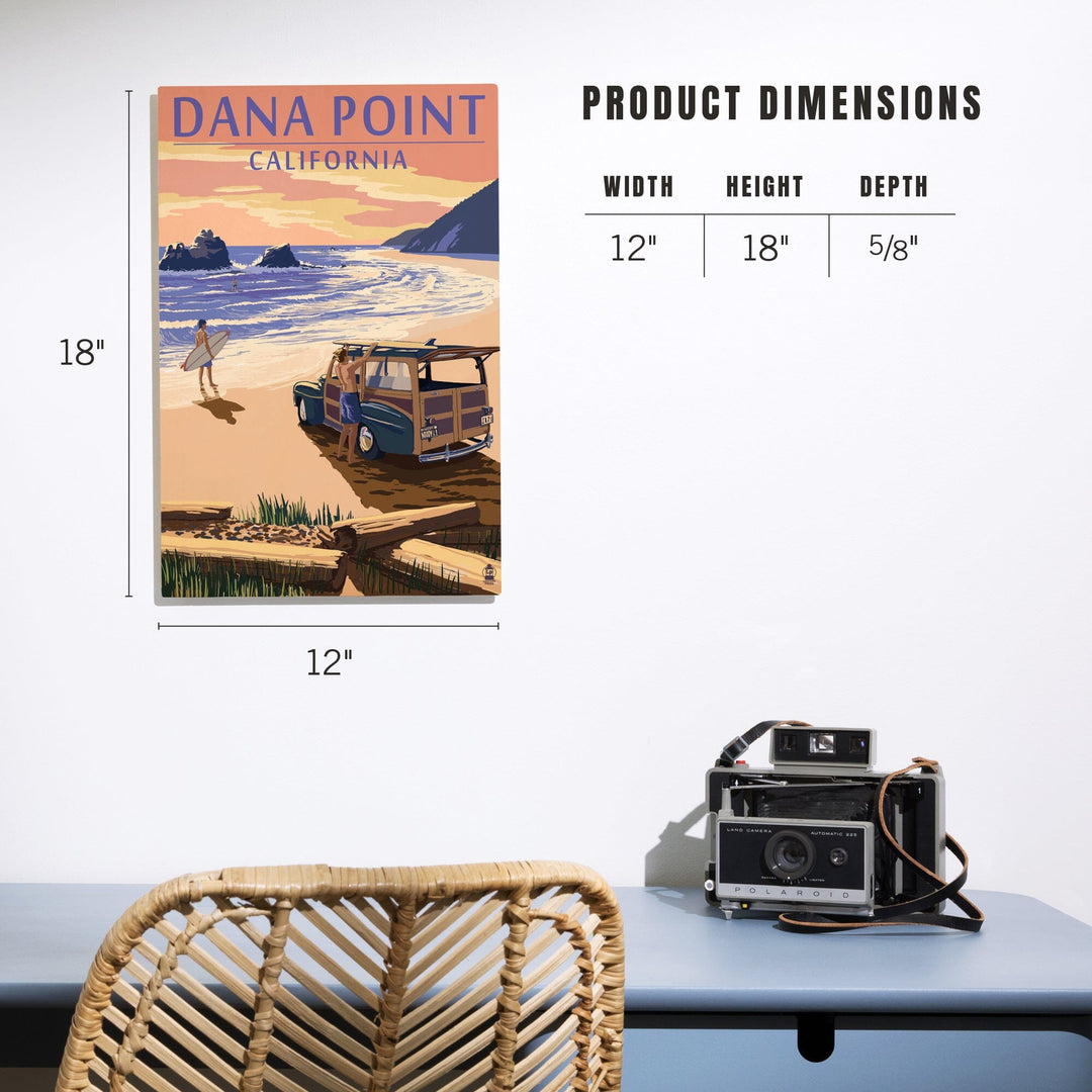 Dana Point, California, Woody on Beach, Lantern Press Artwork, Wood Signs and Postcards Wood Lantern Press 