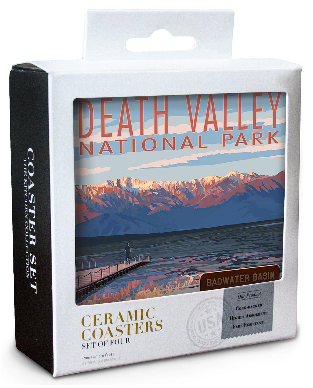 Death Valley National Park, California, Badwater, Lantern Press Artwork, Coaster Set Coasters Lantern Press 