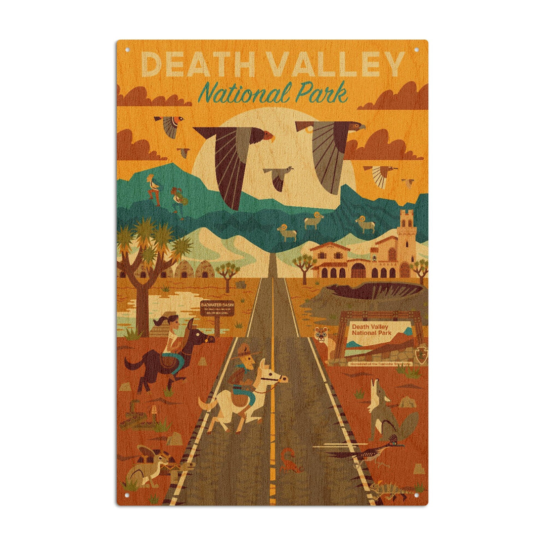 Death Valley National Park, California, Geometric National Park Series, Lantern Press Artwork, Wood Signs and Postcards Wood Lantern Press 10 x 15 Wood Sign 