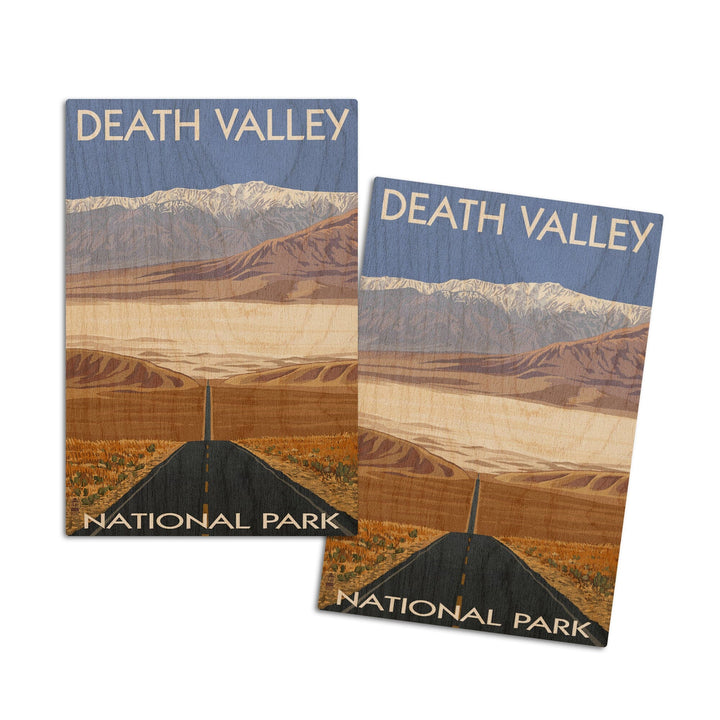 Death Valley National Park, California, Highway View, Lantern Press Artwork, Wood Signs and Postcards Wood Lantern Press 4x6 Wood Postcard Set 