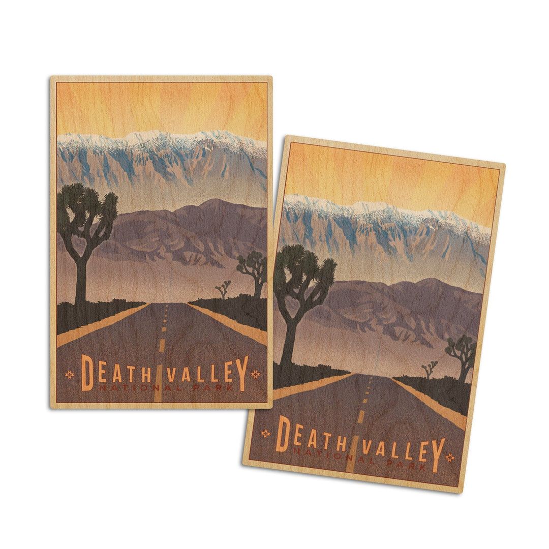 Death Valley National Park, California, Lithograph, Lantern Press Artwork, Wood Signs and Postcards Wood Lantern Press 4x6 Wood Postcard Set 