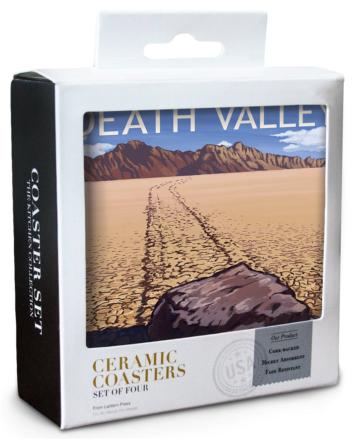 Death Valley National Park, California, Moving Rocks, Lantern Press Artwork, Coaster Set Coasters Lantern Press 