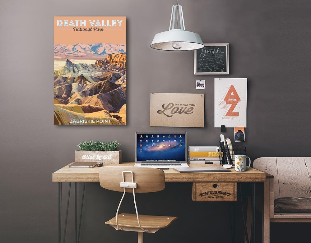 Death Valley National Park, California, Zabriskie Point, Painterly National Park Series, Lantern Press Artwork, Stretched Canvas Canvas Lantern Press 