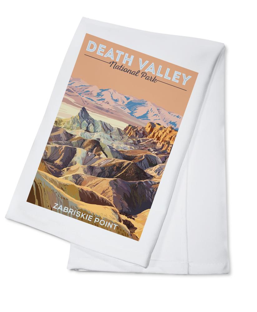 Death Valley National Park, California, Zabriskie Point, Painterly National Park Series, Lantern Press Artwork, Towels and Aprons Kitchen Lantern Press Cotton Towel 
