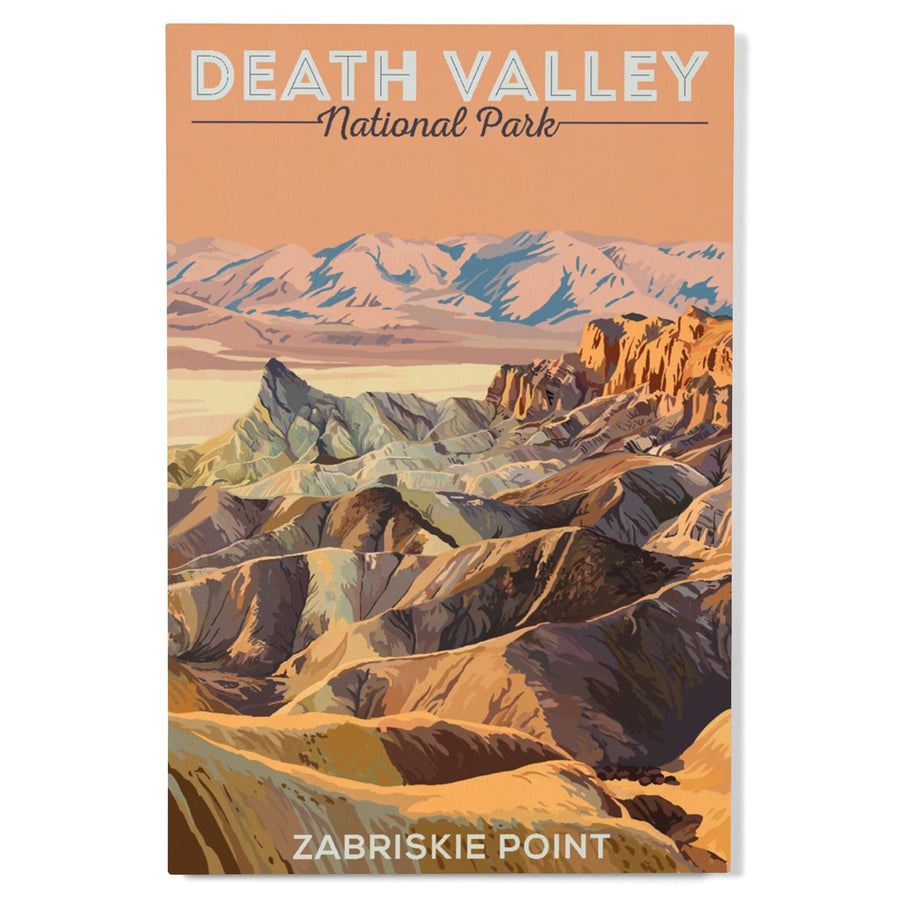 Death Valley National Park, California, Zabriskie Point, Painterly National Park Series, Lantern Press Artwork, Wood Signs and Postcards Wood Lantern Press 