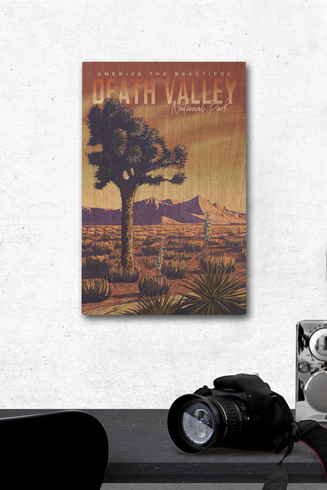 Death Valley National Park, Joshua Tree, Painterly Series, Lantern Press Artwork, Wood Signs and Postcards Wood Lantern Press 12 x 18 Wood Gallery Print 
