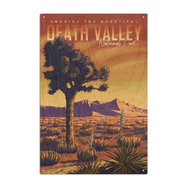 Death Valley National Park, Joshua Tree, Painterly Series, Lantern Press Artwork, Wood Signs and Postcards Wood Lantern Press 6x9 Wood Sign 