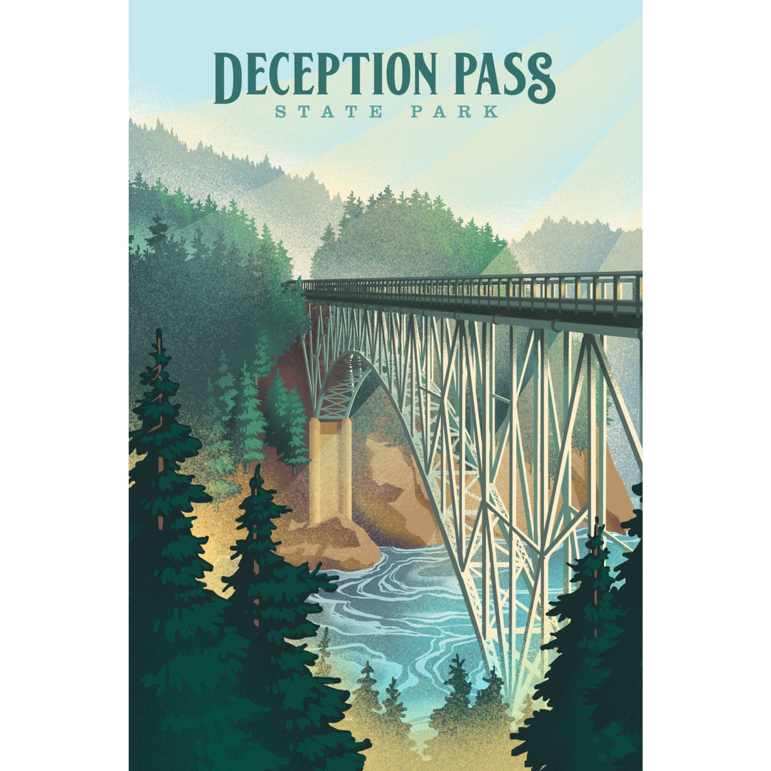 Deception Pass State Park, Washington, Lithograph, Lantern Press Artwork, Stretched Canvas Canvas Lantern Press 