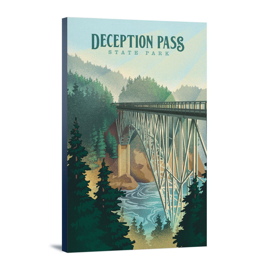 Deception Pass State Park, Washington, Lithograph, Lantern Press Artwork, Stretched Canvas Canvas Lantern Press 