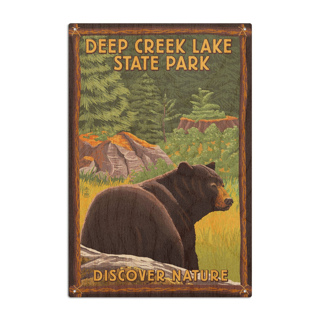 Deep Creek Lake State Park, Maryland, Bear in Forest, Lantern Press Artwork, Wood Signs and Postcards Wood Lantern Press 10 x 15 Wood Sign 