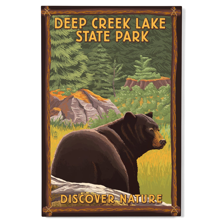 Deep Creek Lake State Park, Maryland, Bear in Forest, Lantern Press Artwork, Wood Signs and Postcards Wood Lantern Press 