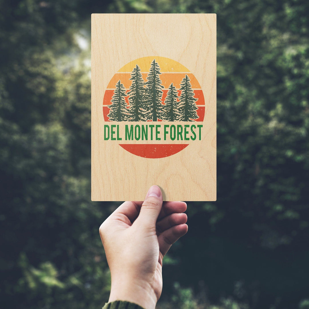 Del Monte Forest, California, Sun & Redwoods, Contour, Lantern Press Artwork, Wood Signs and Postcards Wood Lantern Press 