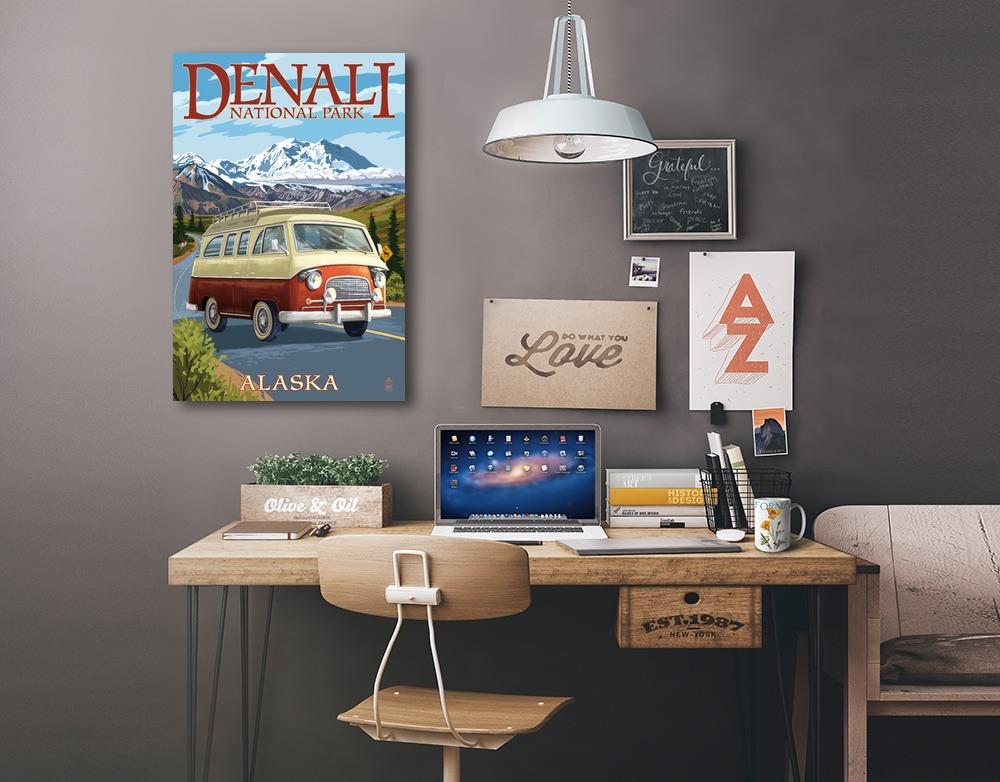 Denali National Park, Alaska, Camper Van, Lantern Press Artwork, Stretched Canvas Canvas Lantern Press 