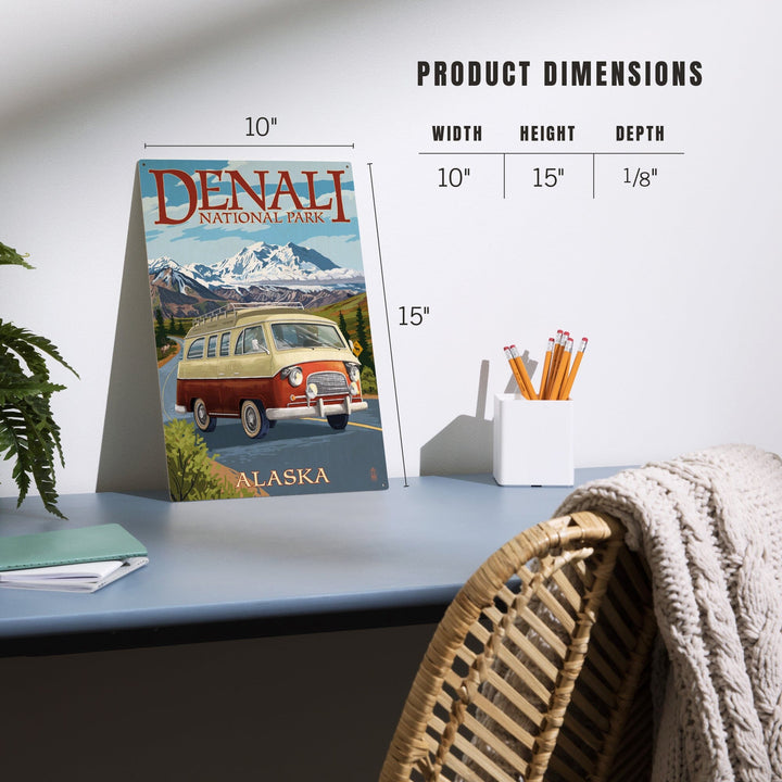 Denali National Park, Alaska, Camper Van, Lantern Press Artwork, Wood Signs and Postcards - Lantern Press