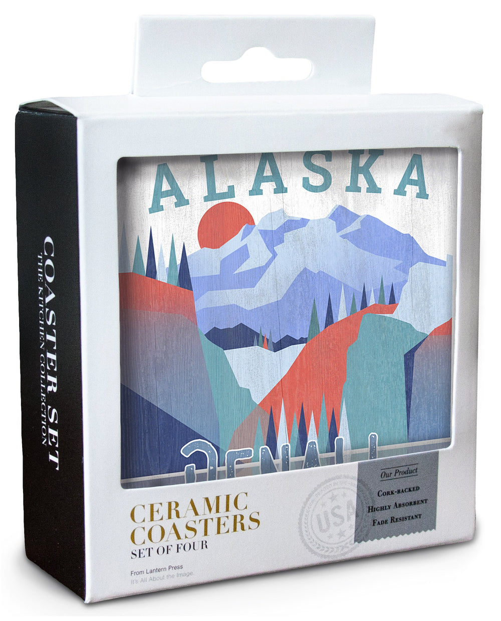 Denali National Park, Alaska, Lantern Press Artwork, Coaster Set Coasters Lantern Press 