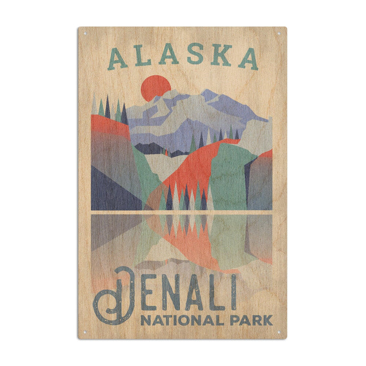 Denali National Park, Alaska, Lantern Press Artwork, Wood Signs and Postcards Wood Lantern Press 6x9 Wood Sign 