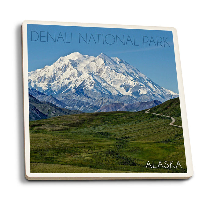 Denali National Park, Alaska, Mountain View, Lantern Press Photography, Coaster Set Coasters Lantern Press 