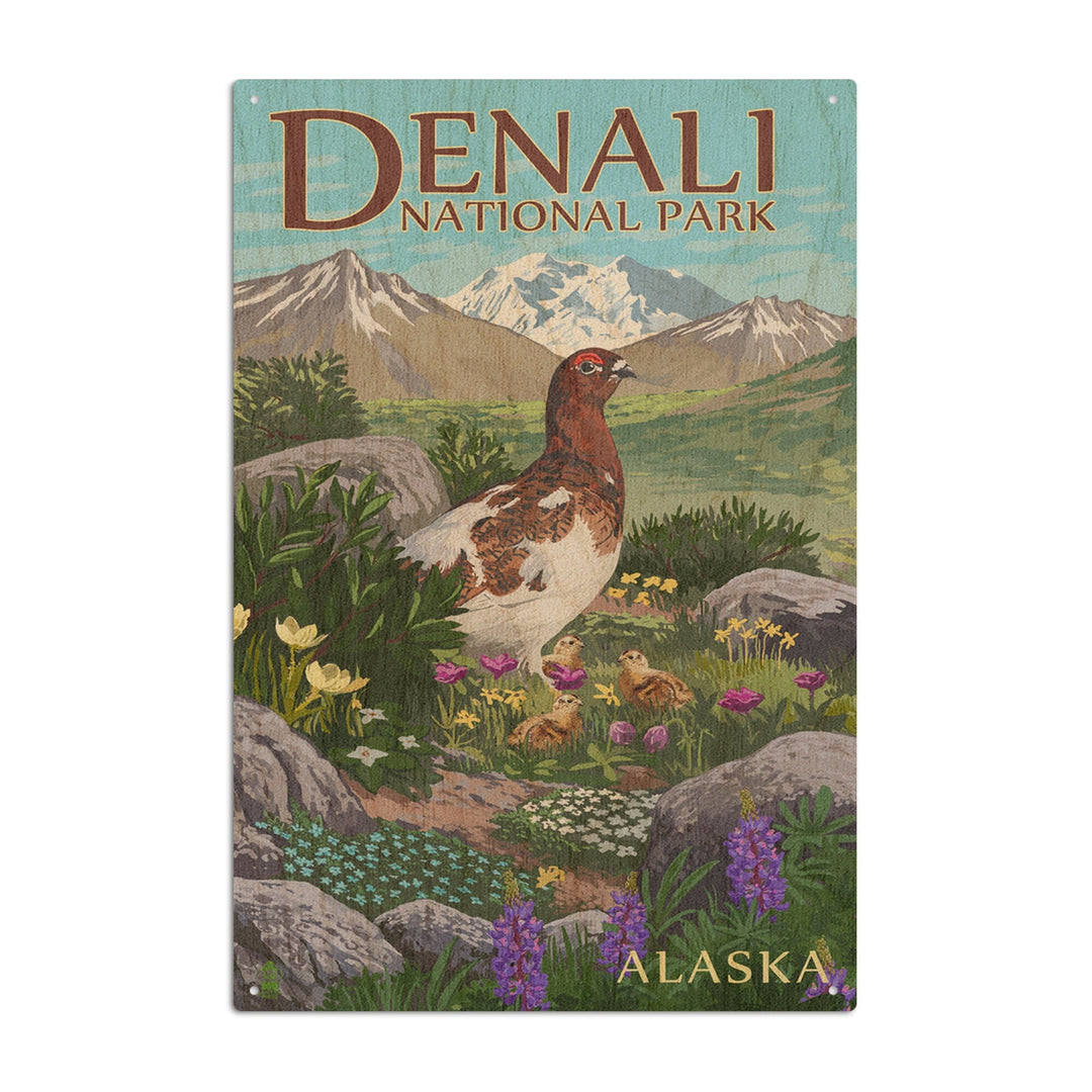 Denali National Park, Alaska, Ptarmigan, Lantern Press Artwork, Wood Signs and Postcards Wood Lantern Press 10 x 15 Wood Sign 