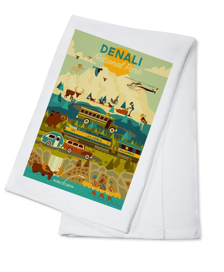 Denali National Park, Geometric National Park Series, Lantern Press Artwork, Towels and Aprons Kitchen Lantern Press Cotton Towel 
