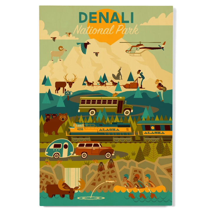 Denali National Park, Geometric National Park Series, Lantern Press Artwork, Wood Signs and Postcards Wood Lantern Press 