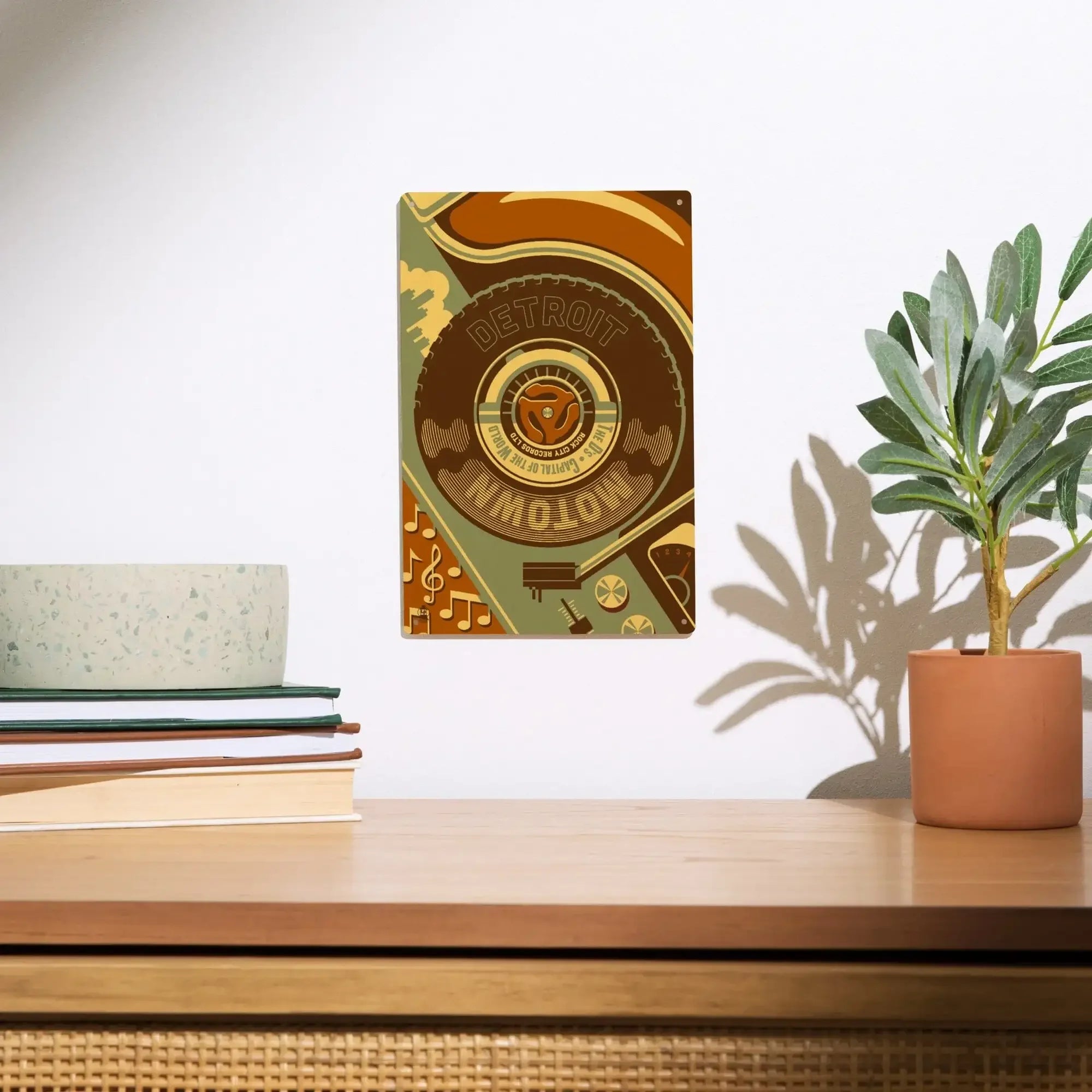 Detroit, Michigan, Motown & Motor City, Lantern Press Artwork, Wood Si