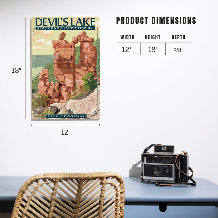 Devil's Lake Park, Wisconsin, Devil's Doorway, Lantern Press Artwork, Wood Signs and Postcards Wood Lantern Press 