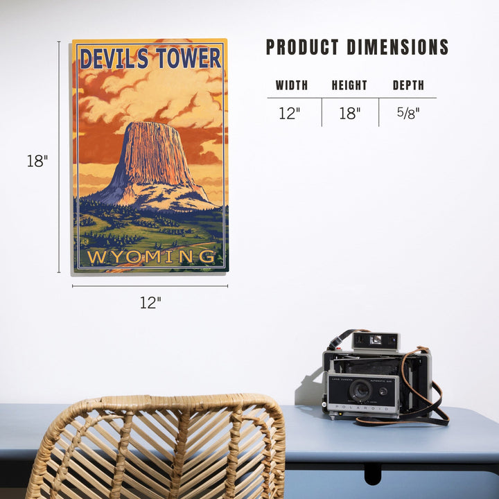 Devils Tower, Wyoming, Lantern Press Artwork, Wood Signs and Postcards Wood Lantern Press 