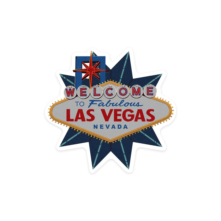 Die-Cut Stickers (Las Vegas, Nevada, Welcome to Las Vegas Sign, Letterpress, Contour, Lantern Press Artwork) Lifestyle-Sticker Lantern Press 