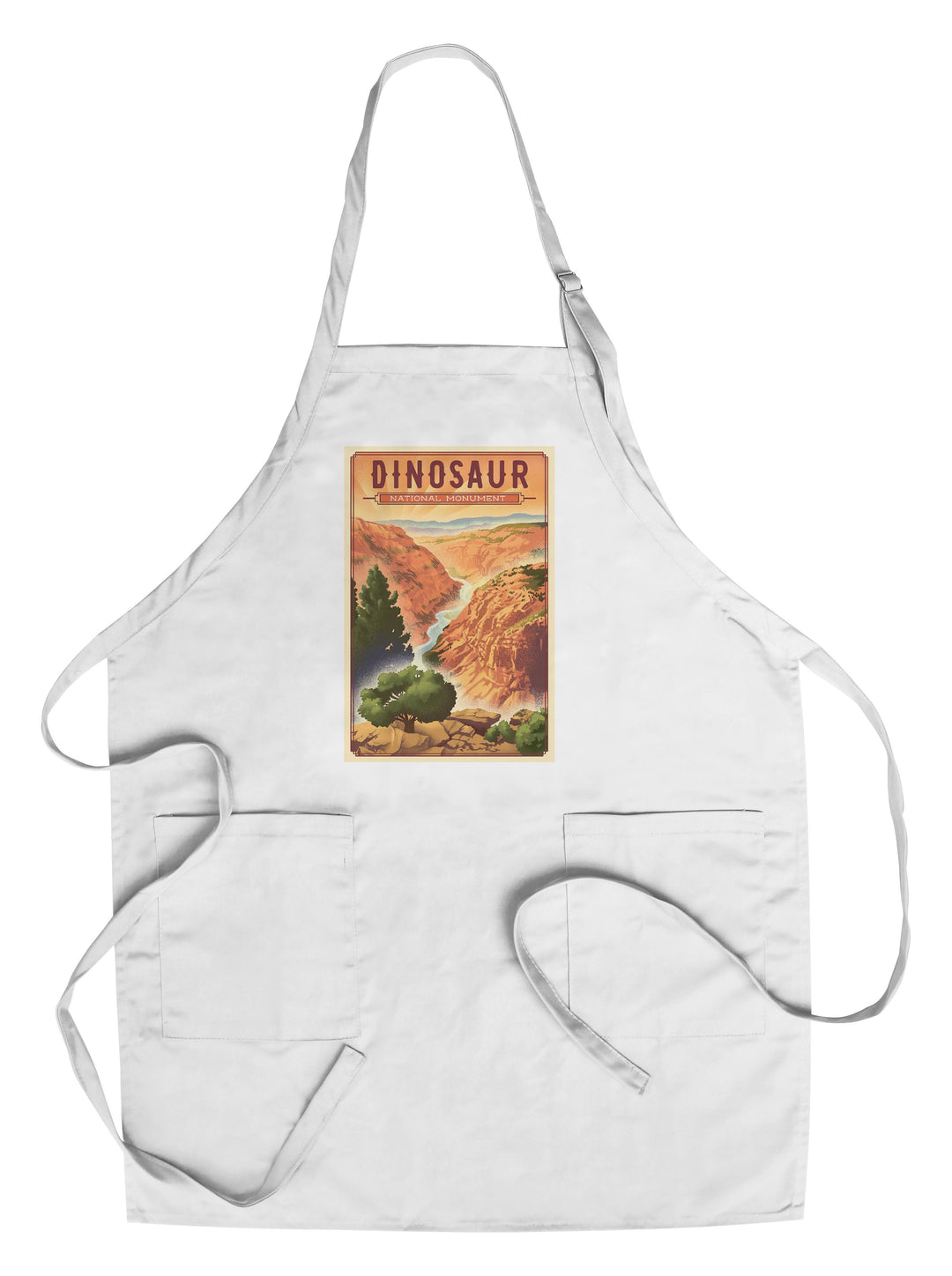 Dinosaur National Monument, Colorado, Lithograph, Lantern Press Artwork, Towels and Aprons Kitchen Lantern Press Chef's Apron 