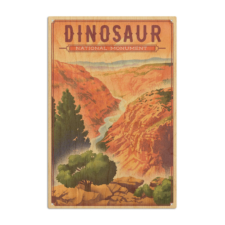 Dinosaur National Monument, Colorado, Lithograph, Lantern Press Artwork, Wood Signs and Postcards Wood Lantern Press 10 x 15 Wood Sign 