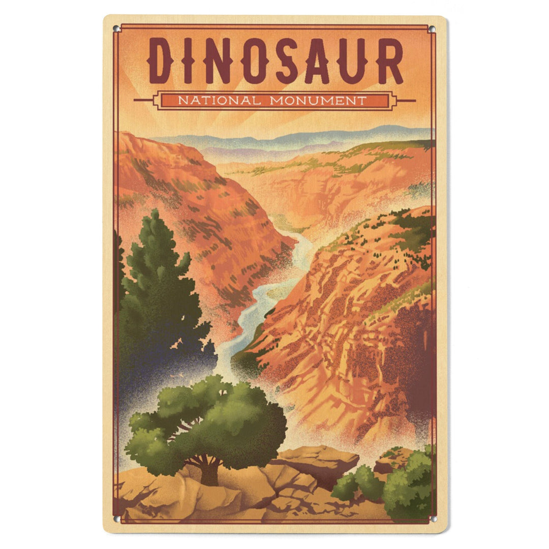 Dinosaur National Monument, Colorado, Lithograph, Lantern Press Artwork, Wood Signs and Postcards Wood Lantern Press 