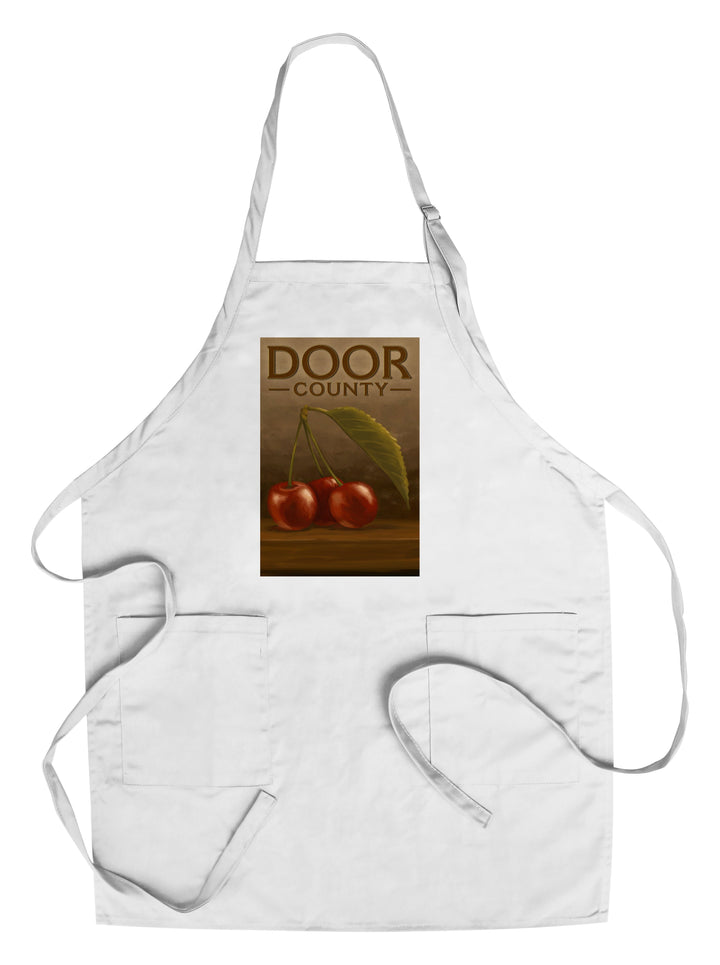 Door County, Wisconsin, Cherries, Oil Painting, Lantern Press Artwork, Towels and Aprons Kitchen Lantern Press Chef's Apron 