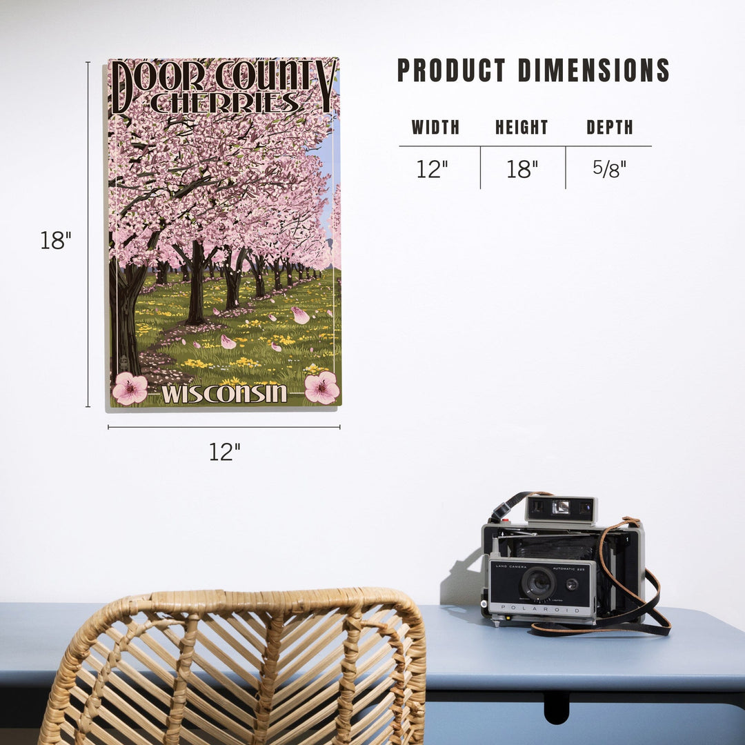 Door County, Wisconsin, Cherry Blossoms, Lantern Press Artwork, Wood Signs and Postcards Wood Lantern Press 