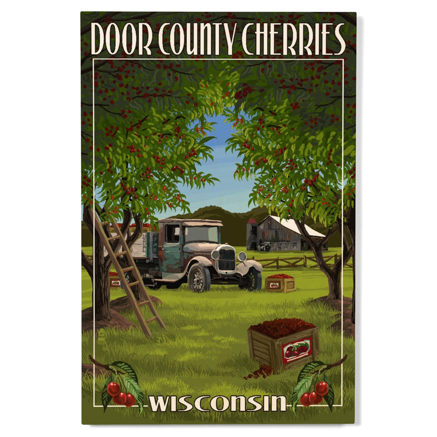 Door County, Wisconsin, Cherry Harvest, Lantern Press Artwork, Wood Signs and Postcards Wood Lantern Press 