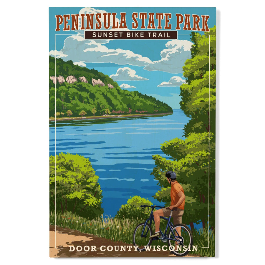 Door County, Wisconsin, Peninsula State Park, Sunset Bike Trail, Lantern Press Artwork, Wood Signs and Postcards Wood Lantern Press 