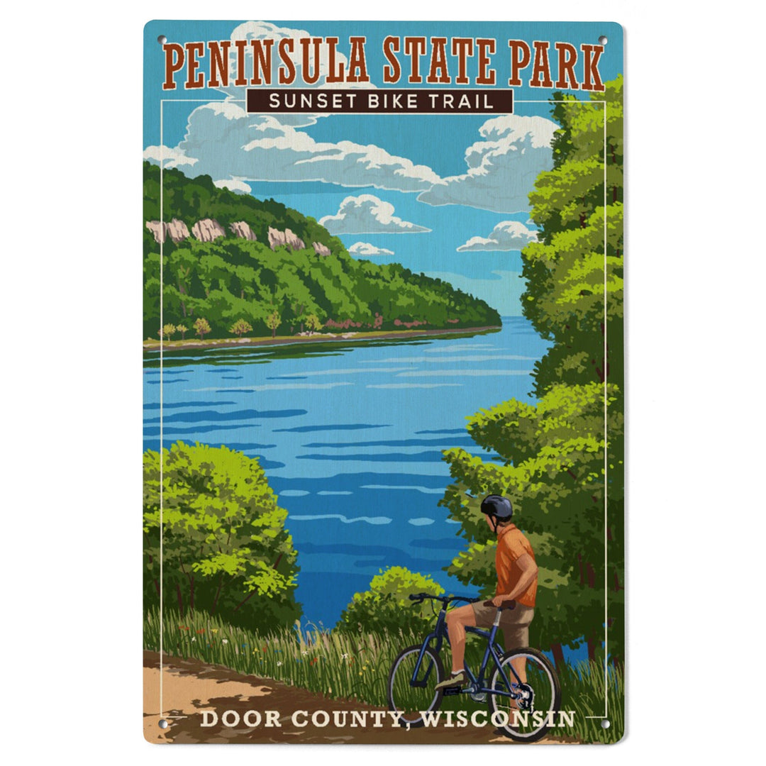 Door County, Wisconsin, Peninsula State Park, Sunset Bike Trail, Lantern Press Artwork, Wood Signs and Postcards Wood Lantern Press 