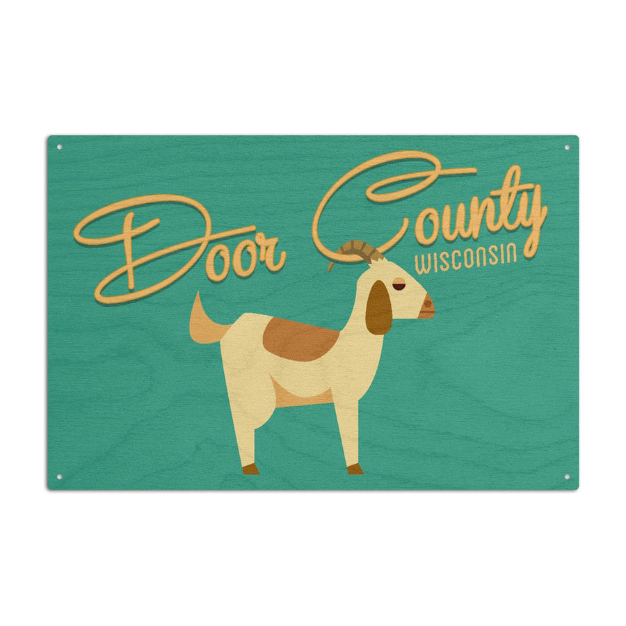 Door County,Wisconsin, Goat, Male, Geometric, Contour, Lantern Press Artwork, Wood Signs and Postcards Wood Lantern Press 