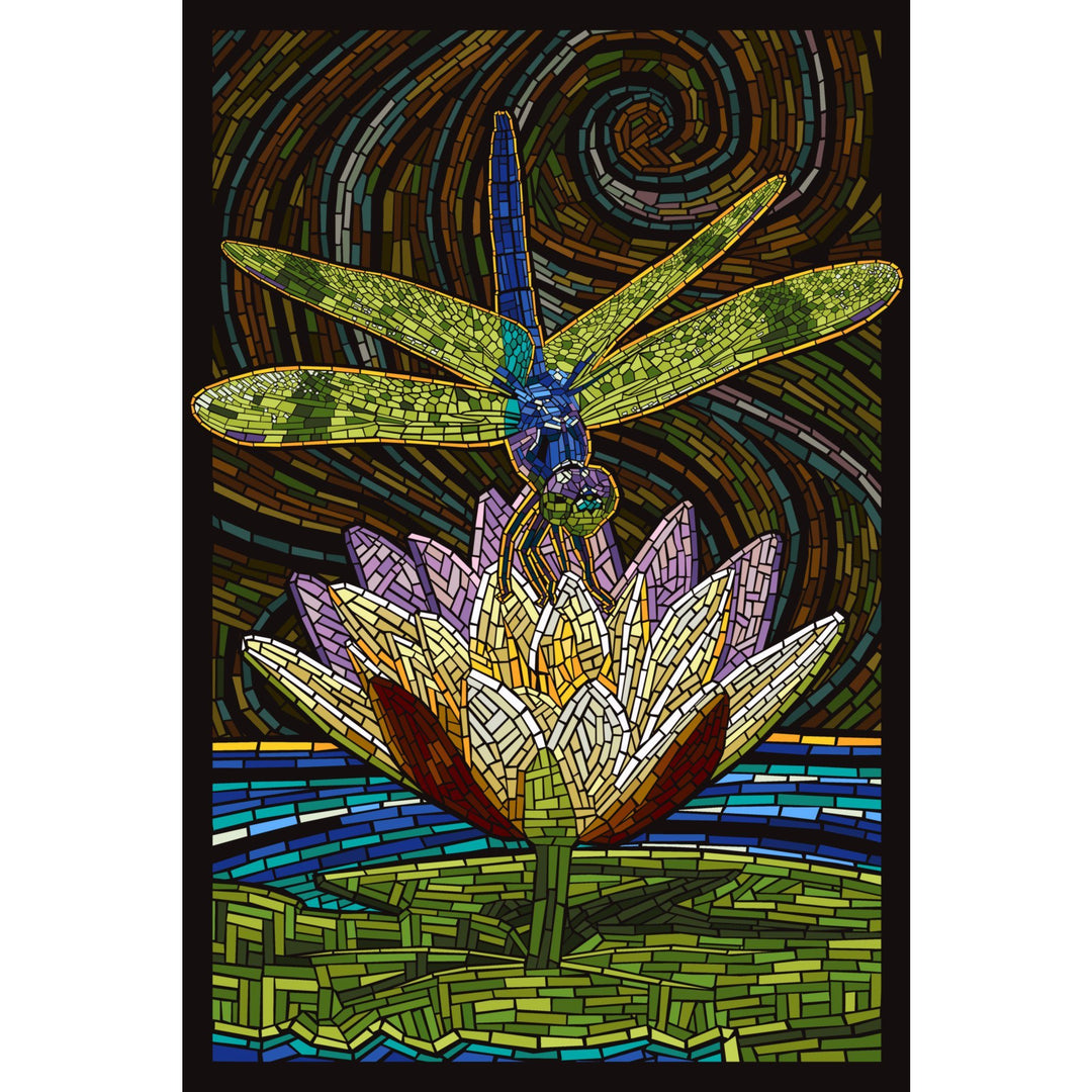 Dragonfly, Paper Mosaic, Lantern Press Artwork, Stretched Canvas Canvas Lantern Press 