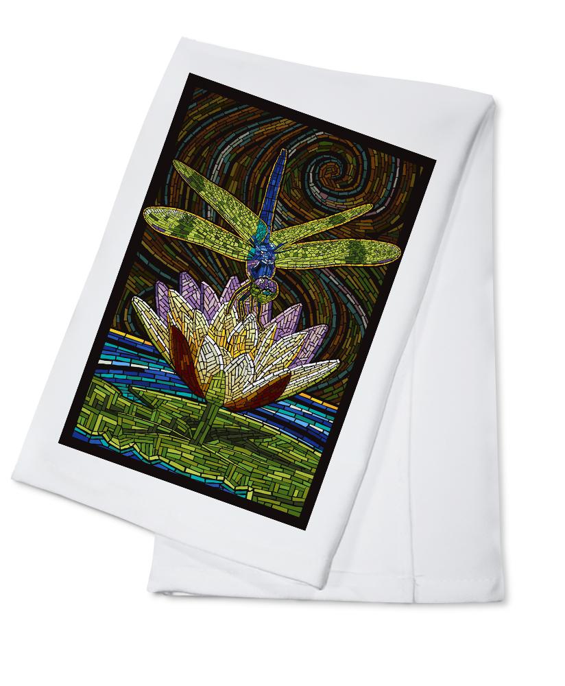 Dragonfly, Paper Mosaic, Lantern Press Artwork, Towels and Aprons Kitchen Lantern Press Cotton Towel 