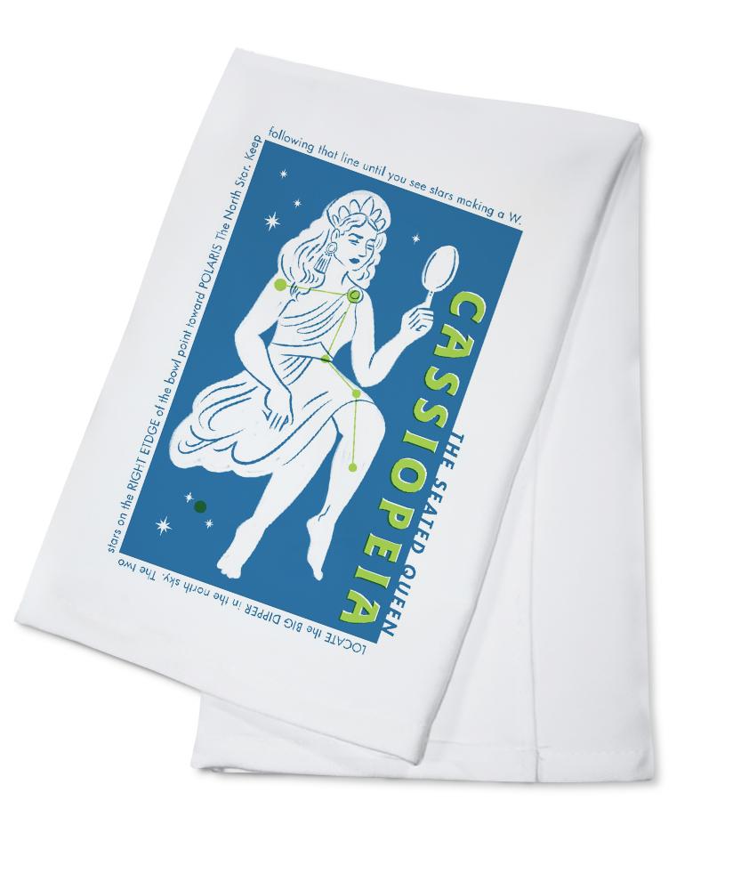Drawings in the Stars Collection, Cassiopeia, The Seated Queen Constellation, Towels and Aprons Kitchen Lantern Press 