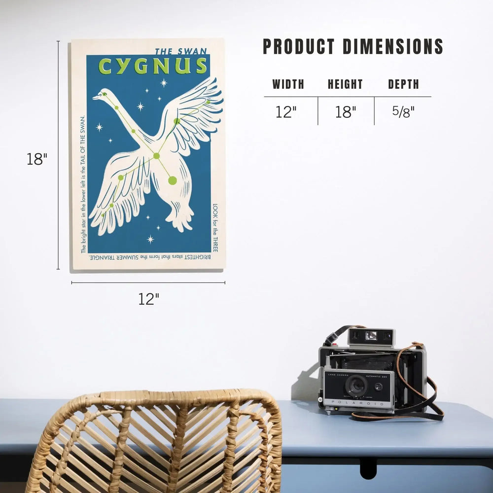 Drawings in the Stars Collection, Cygnus, The Swan Constellation, Wood Signs and Postcards - Lantern Press